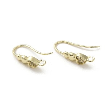 Brass Micro Pave Cubic Zirconia Earring Hooks, Long-Lasting Plated, Golden, 20x5mm, Hole: 1.6mm, Pin: 0.7mm