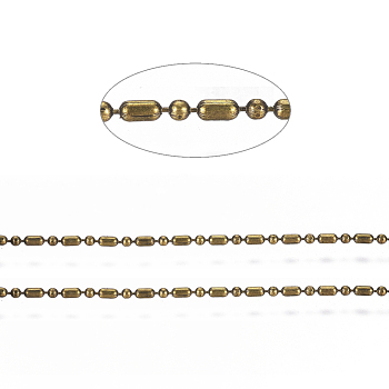 Brass Ball Chains, Ball & Bar Faceted Beaded Chains, Long-Lasting Plated, Soldered, with Spool, Cadmium Free & Nickel Free & Lead Free, Antique Bronze, 1.8x1mm and 1mm, about 16.4 Feet(5m)/roll