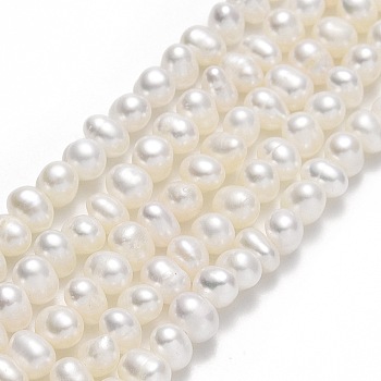 Natural Cultured Freshwater Pearl Beads Strands, Potato, Beige, 3~4x4~5x4~5mm, Hole: 0.5mm, about 98pcs/strand, 14.33 inch(36.4cm)
