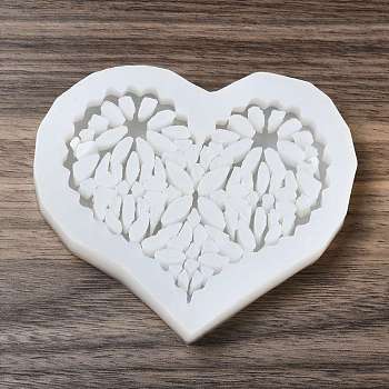DIY Heart Food Grade Silicone Molds, Fondant Molds, Resin Casting Molds, for Chocolate, Candy, UV Resin & Epoxy Resin Craft Making, White, 89x108x13mm, Inner Diameter: 56x90mm