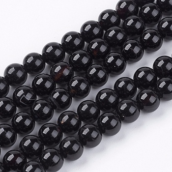 Natural Black Onyx Beads Strands, Grade AB, Round, Dyed & Heated, Black, 6mm, Hole: 0.8mm, about 65pcs/strand, 15.5 inch