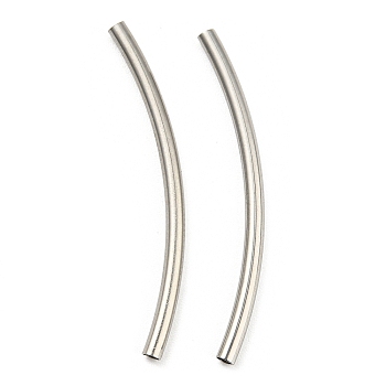 304 Stainless Steel Tube Beads, Curved Tube, Stainless Steel Color, 35x2mm, Hole: 1.4mm