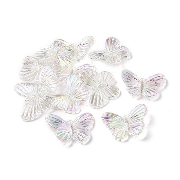 UV Plating Acrylic Rainbow Iridescent Pendants, Butterfly Charm, Clear AB, 41x31.5x6mm, Hole: 2mm