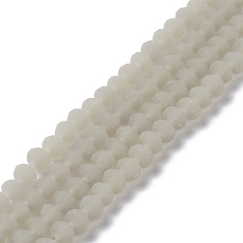 Imitation Jade Solid Color Glass Beads Strands, Faceted, Frosted, Rondelle, Light Grey, 8mm, Hole: 1mm, about 65~68pcs/strand, 15.7~16.1 inch(40~41cm)