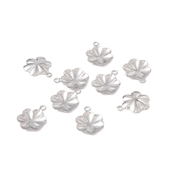 304 Stainless Steel Charms, Flower, Stainless Steel Color, 13.5x10x1.5mm, Hole: 1.4mm