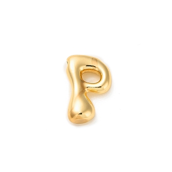 Brass Pendants, Real 18K Gold Plated, Letter P, 23.5x14.5x7mm, Hole: 3x2.5mm