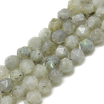 Natural Labradorite Beads Strands, Faceted, Round, 7.5~8x7~8x7~8mm, Hole: 1mm, about 44pcs/strand, 14.17 inch~14.57 inch(36~37cm)