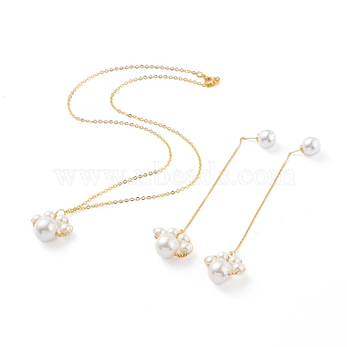 Dog Paw Prints Pendant Necklace & Dangle Earrings Jewelry Sets(SJEW-JS01059)-2