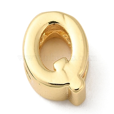 Real 18K Gold Plated Letter Q Brass Slide Charms