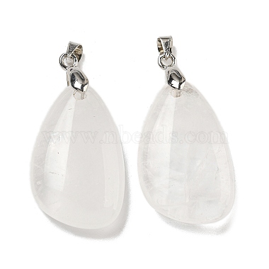 Platinum Teardrop Quartz Crystal Pendants