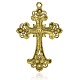 Gros pendentifs de croix latine en alliage plaqué d'or antique avec strass(RB-J141-17AG)-2