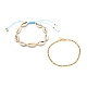 Ensemble de bracelets de cheville en perles tressées en coquillage cauri naturel pour fille femme(AJEW-AN00451-01)-1