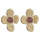 серьги-гвоздики из натуральных смешанных драгоценных камней с цветком(EJEW-JE05319-01)-2