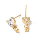 Brass Glass Rhinestone Stud Earrings Findings(KK-B063-02G-01)-2