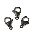 Ion Plating(IP) 304 Stainless Steel Lobster Claw Clasps, Parrot Trigger Clasps, Black, 12x7.5x3.5mm, Hole: 1.4mm(STAS-AB12-B)