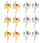 6 Pairs 2 Colors 304 Stainless Steel Stud Earrings, Lightning Bolt, Mixed Color, 11.5x4.5mm, 3pairs/color(EJEW-GO0002-27)