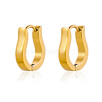 304 Stainless Steel Hoop Earrings, U-Shaped, Ion Plating(IP), Real 14K Gold Plated, 15x15mm(STAS-OY016-77G)