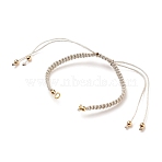 Adjustable Braided Polyester Cord Bracelet Making, with 304 Stainless Steel Open Jump Rings, Round Brass Beads, Antique White, Single Chain Length: about 6-1/4 inch(16cm)(AJEW-JB00760-01)