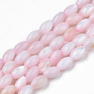 Natural Freshwater Shell Beads Strands, Dyed, Rice, Pink, 5x3mm, Hole: 0.9mm, about 80~83pcs/strand, 14.76 inch~15.55 inch(37.5~39.5cm)(SHEL-N003-25-B06)