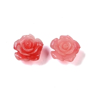 Synthetic Coral 3D Flower Rose Beads, Dyed, Cerise, 14x8mm, Hole: 1~1.4mm(CORA-A005-14mm-32)