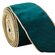 10 Yards Single Face Velvet Ribbon, for Bowknot Making, Gift Decoration, Dark Green, 2-1/2 inch(63mm)(OCOR-WH0093-12C)