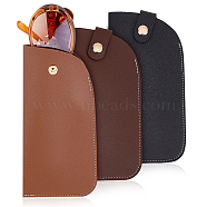 Elite 3Pcs 3 Colors PU Imitation Leather Slip-in Glasses Bag, with Snap Button, for Eyeglass, Sun Glasses Protector, Trapezoid, Mixed Color, 180x91.5x10.5mm, 1pc/color(AJEW-PH0004-62)