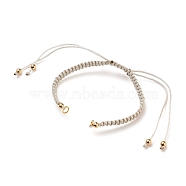 Adjustable Braided Polyester Cord Bracelet Making, with 304 Stainless Steel Open Jump Rings, Round Brass Beads, Antique White, Single Chain Length: about 6-1/4 inch(16cm)(AJEW-JB00760-01)