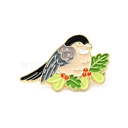 Bird with Branch Enamel Pin, Gold Plated Alloy Animal Badge for Backpack Clothes, Colorful, 19x31x1.5mm(JEWB-J005-12D-G)