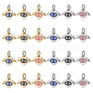 Nbeads 24Pcs 6 Colors Enamel Pendants, with Brass Findings and Jump Rings, Heart with Eye and Wing, Golden & Platinum, Mixed Color, 10x15.5x1.5mm, Hole: 4mm, 4pcs/color(KK-NB0001-37)