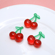 Transparent Resin Imitation Fruit Pendants, Cherry Charms, Red, 33x26mm(X-INS-PW0001-02B-01)