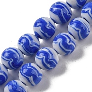 Handmade Lampwork Beads Strands, Round, Royal Blue, 12mm, Hole: 1.8mm, about 42~45pcs/strand, 18.50''~20.87''(47~53cm)(LAMP-P062-02D)