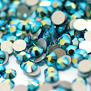 Glass Flat Back Rhinestone, Grade A, Back Plated, Faceted, AB Color, Half Round, Blue Zircon, 4.6~4.8mm(RGLA-C002-SS20-229AB)