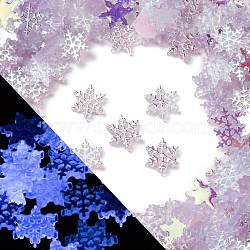 Luminous & Electroplate Resin Decoden Cabochons, Snowflake, Glow in the Dark, Lilac, 11x11x2mm(RESI-Z032-01C)