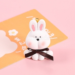 Resin Pendants, Rabbit, White, 55x40mm(PW-WGEF86E-02)