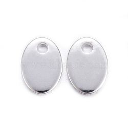 201 Stainless Steel Charms, Stamping Blank Tag, Oval, Silver Color Plated, 7x5x0.8mm, Hole: 1mm(STAS-H557-34S)
