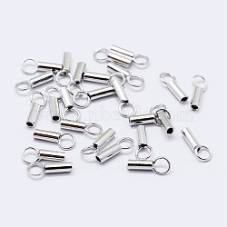 925 Sterling Silver Cord Ends, Platinum, 7.5~8.5x3.5mm, Hole: 3mm, Inner Diameter: 3mm(X-STER-F036-21P-3mm)