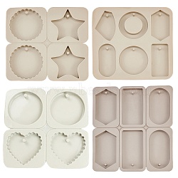 DIY Silicone Pendant Molds Sets, Resin Casting Molds, for UV Resin, Epoxy Resin Pendant Jewelry Making, Gray, 4pcs/set(DIY-PH0004-21)