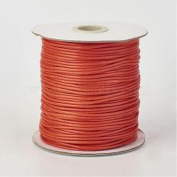 Eco-Friendly Korean Waxed Polyester Cord, Coral, 1mm, about 169.51~174.98 Yards(155~160m)/Roll(YC-P002-1mm-1160)