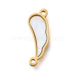 304 Stainless Steel Angel Wing Pendants, with Plastic Imitation Shell, Ion Plating(IP), Golden, 16x5.5x1.5mm, Hole: 1mm(STAS-Q348-18G)