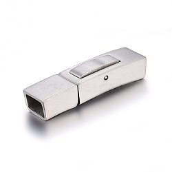 304 Stainless Steel Bayonet Clasps, Rectangle, Brushed, Stainless Steel Color, 25x6.5x5mm, Hole: 3.5x5mm(STAS-E440-18P)