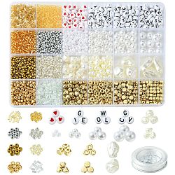 DIY Bracelets Jewelry Making Kit, Including Plastic & Acrylic & Glass Beads, Mixed Color, 2~25x0.8~18.5x0.8~13mm, Hole: 0.7~2.3mm(DIY-FS0005-96C)