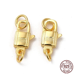 925 Sterling Silver Lobster Claw Clasps, with Jump Rings, Lock, Real 18K Gold Plated, 11.5x6x2.5mm(STER-D006-20G)