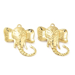 Ion Plating(IP) 304 Stainless Steel Pendants, Real 18K Gold Plated, Elephant, 30.5x26x5mm, Hole: 2.5mm(STAS-F304-02G-03)