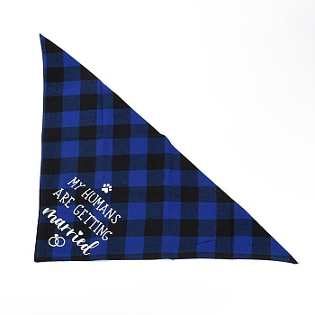 Cloth Pet Handkerchi, Pet Supplies, Triangle with Tartan Pattern, Blue, 320x635x2mm