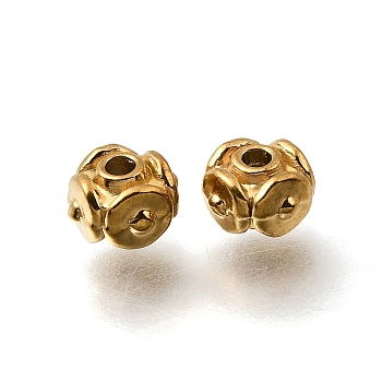 304 Stainless Steel Spacer Beads, Flat Round, Ion Plating(IP), Real 18K Gold Plated, 6x6x4mm, Hole: 1.2mm