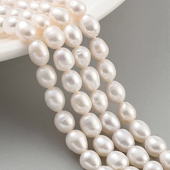 Natural Cultured Freshwater Pearl Beads Strands, Rice, Grade 3A, White, 5~5.5mm, Hole: 0.6mm, about 27pcs/strand, 6.89''(17.5cm)