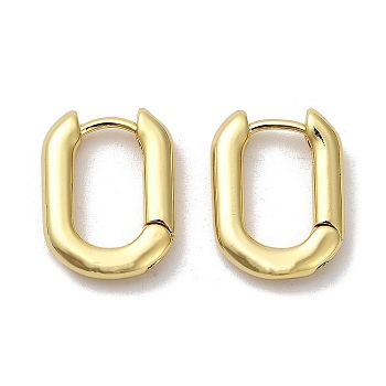 Rack Plating Oval Brass Hoop Earrings, Cadmium Free & Lead Free, Long-Lasting Plated, Real 18K Gold Plated, 15.5x2.5mm