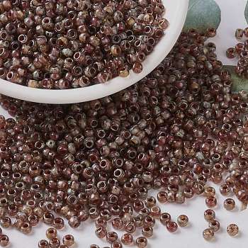 MIYUKI Round Rocailles Beads, Japanese Seed Beads, (RR4505) Transparent Light Smoky Topaz Picasso, 8/0, 3mm, Hole: 1mm, about 19000~20500pcs/pound