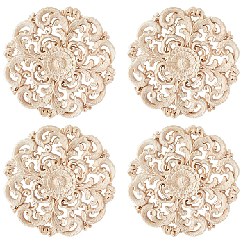 Oak Wood Chips, Wall Decorations, Flower, Antique White, 118x7mm