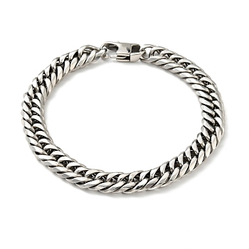 201 Stainless Steel Cuban Link Chains Bracelet for Men Women, Stainless Steel Color, 7-3/4 inch(19.7cm)